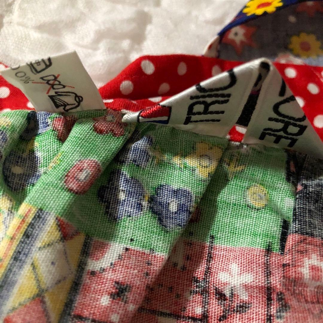 レトロポップ　総柄　エスニック　アジアン　ロング　エプロンドレス