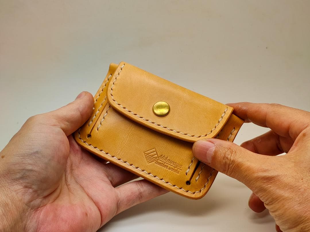 ミニマムウォレット ナチュラルレザー ミニ財布 手縫い
