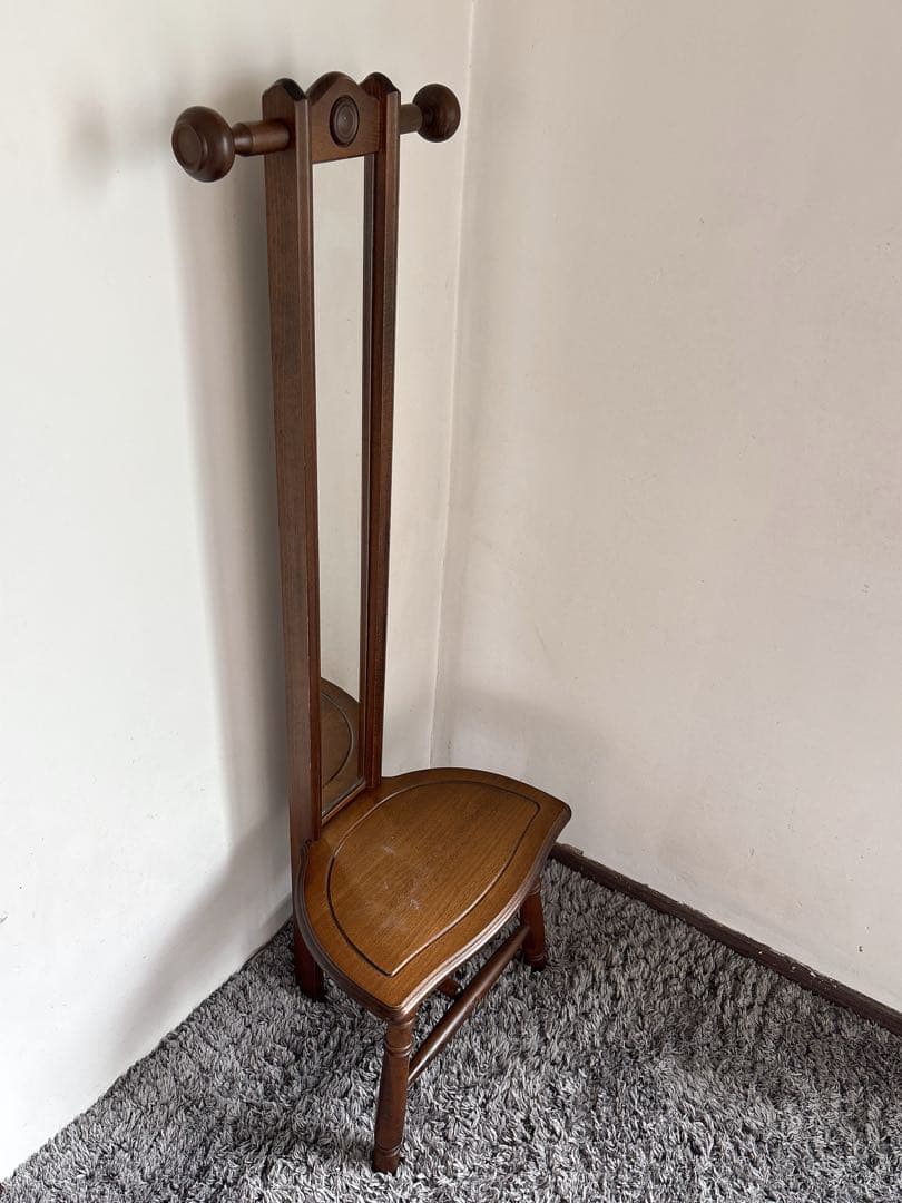 四国工芸　森のサーカス　ヴィンテージ家具　ミラー付き椅子　ハンガーラックスタンド