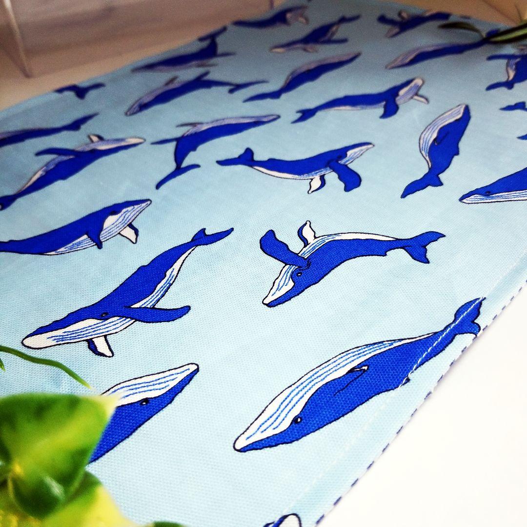 くじら☆ストライプ ランチョンマット コップ袋 お弁当袋 ハンドメイド