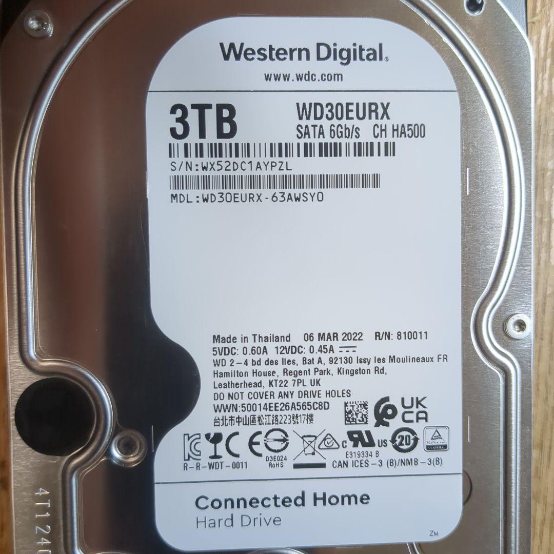 外付けハードディスク・ドライブ HDD 3TB Western Digital WD30EURX