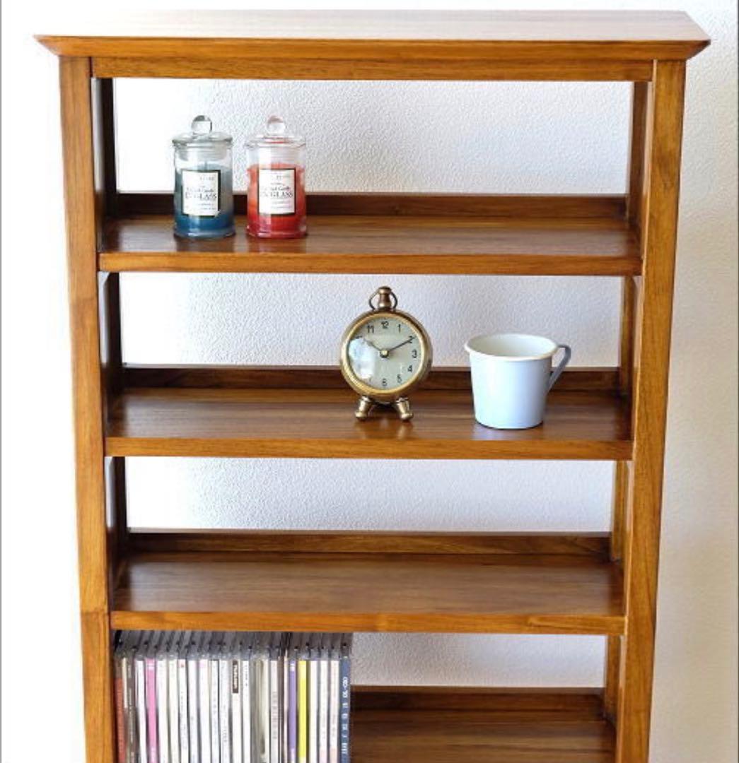 テ*ー様 スリムな本棚 シェルフ　CDラック　文庫本棚　チーク無垢材