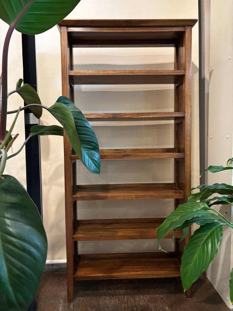 テ*ー様 スリムな本棚 シェルフ　CDラック　文庫本棚　チーク無垢材
