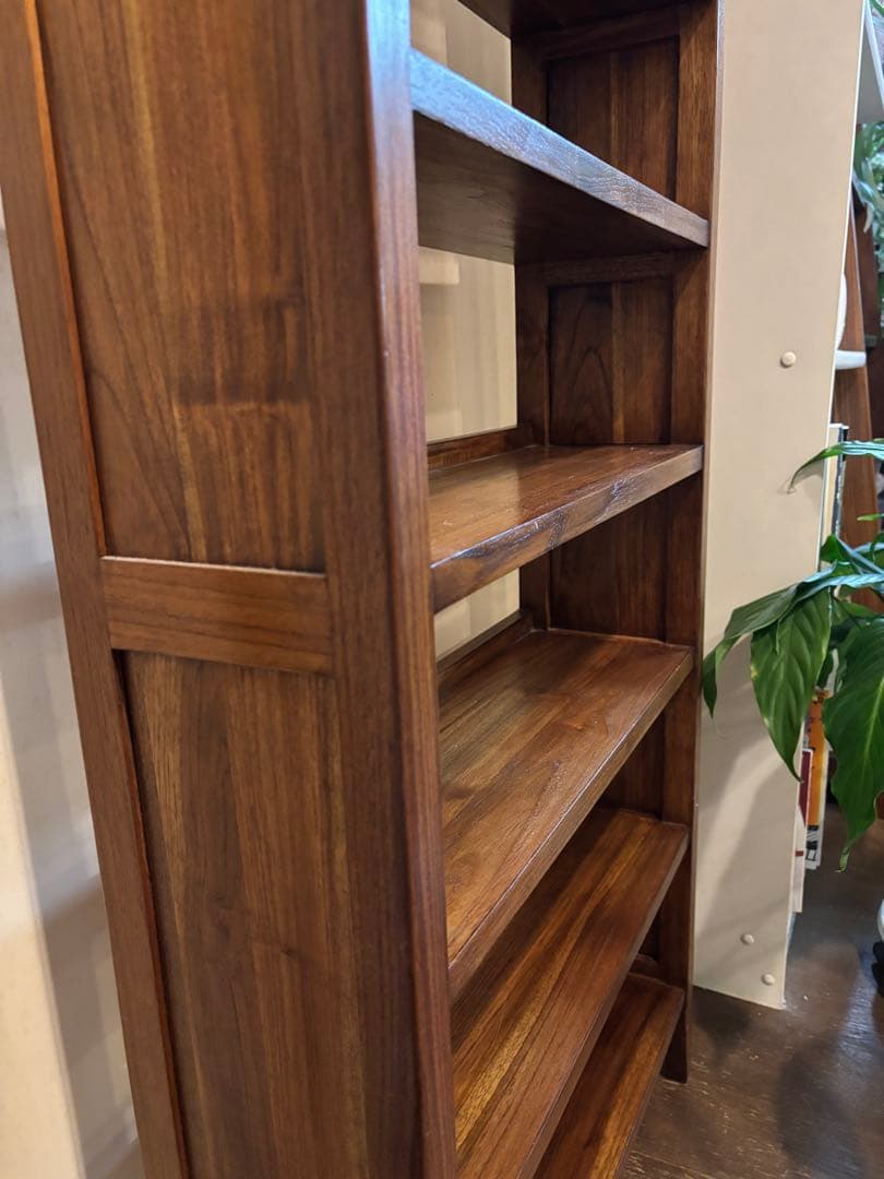 テ*ー様 スリムな本棚 シェルフ　CDラック　文庫本棚　チーク無垢材