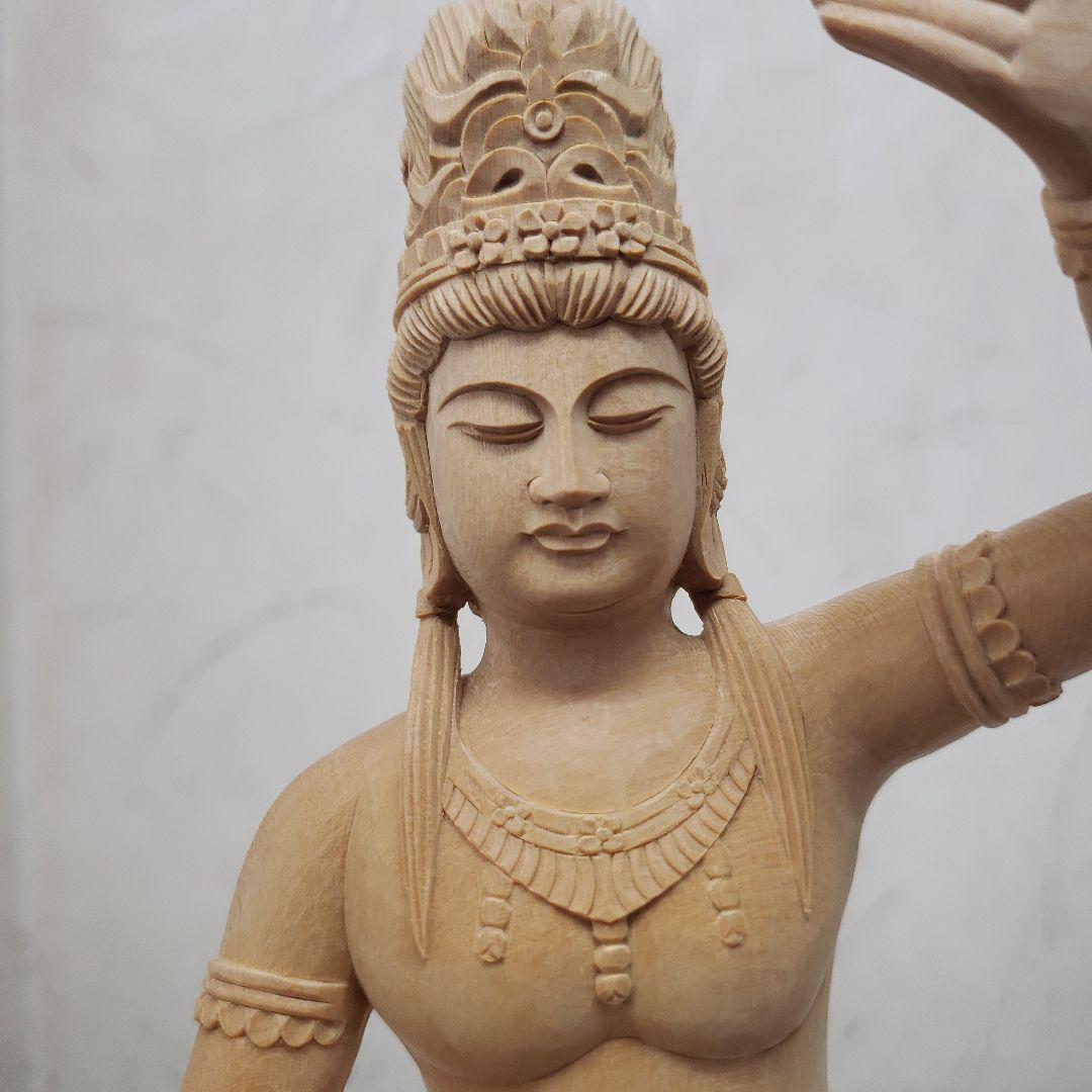 Ｂフライデー蔵出し特価美しい仏像です◆金運ヒバ材 弁財天◆秘部バチ付き２８cm