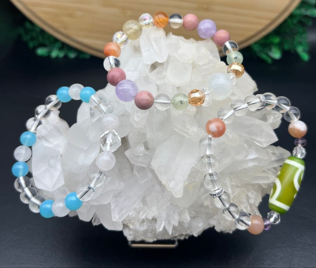 天然ヒマラヤ水晶クラスター　マニカラン産　パワーストーン　浄化　台付き