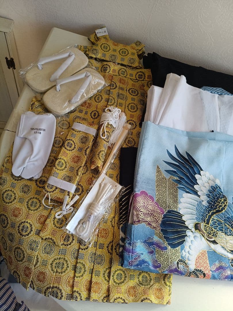 新品☆薄いブルー鷹に刺繍入りの羽織が格好良い☆男の子七五三フルセット