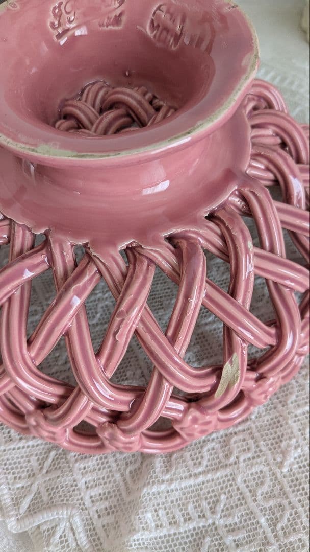 フランス ピジョン窯 パニエ コンポティエ ピンク色