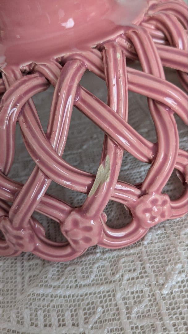 フランス ピジョン窯 パニエ コンポティエ ピンク色