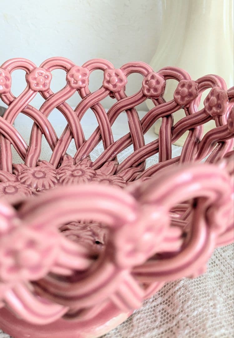 フランス ピジョン窯 パニエ コンポティエ ピンク色