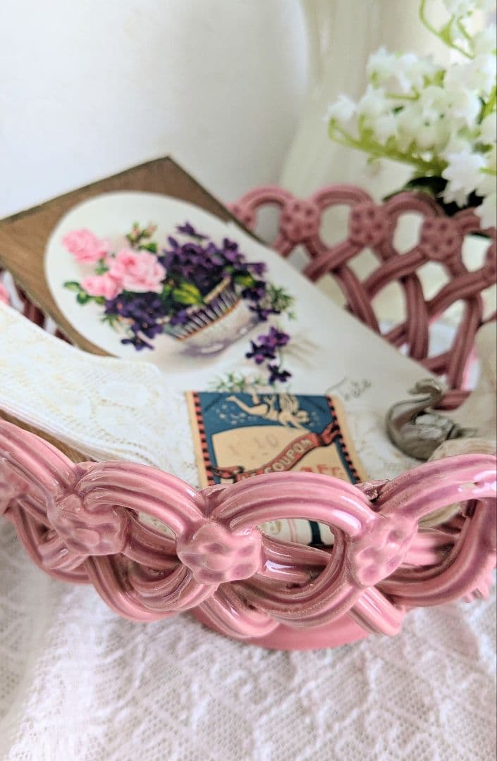 フランス ピジョン窯 パニエ コンポティエ ピンク色