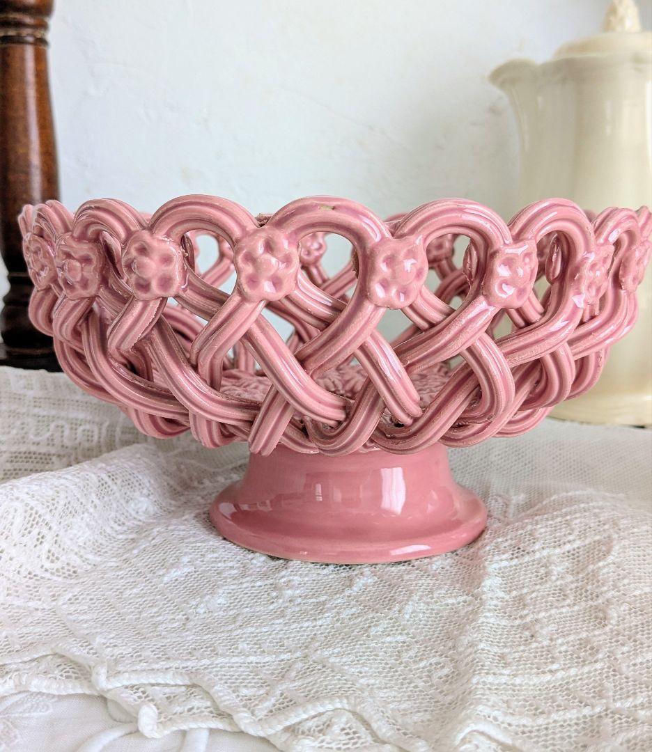 フランス ピジョン窯 パニエ コンポティエ ピンク色