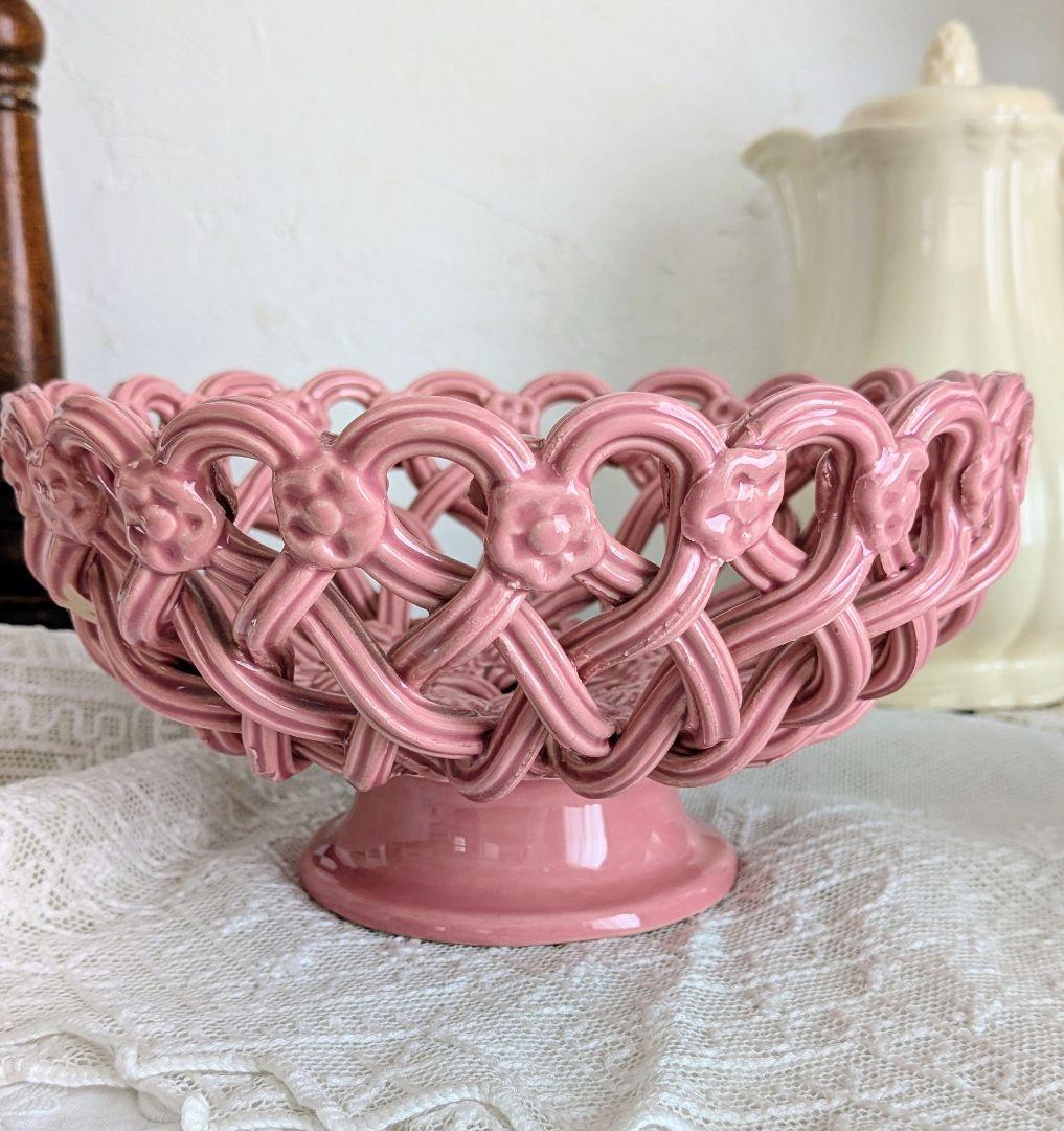 フランス ピジョン窯 パニエ コンポティエ ピンク色