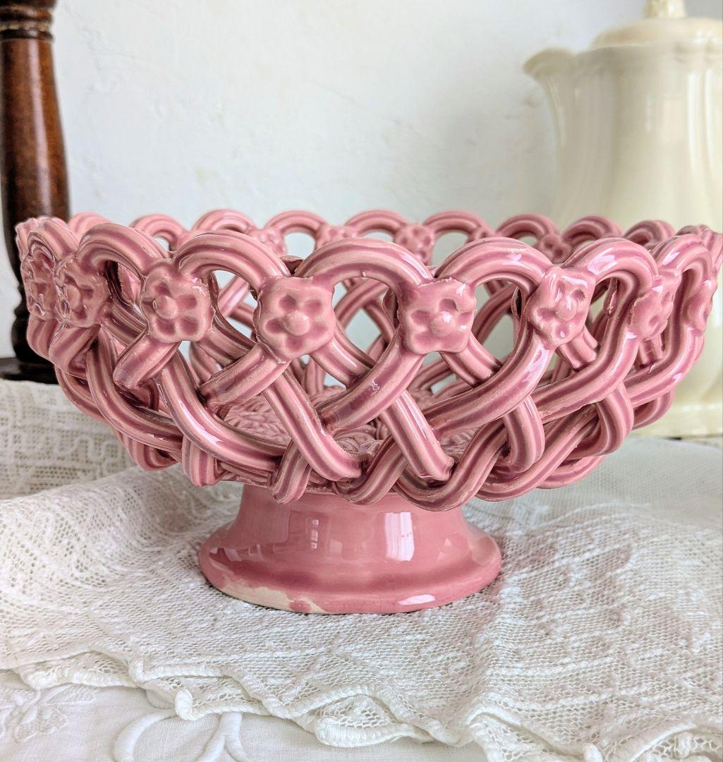 フランス ピジョン窯 パニエ コンポティエ ピンク色