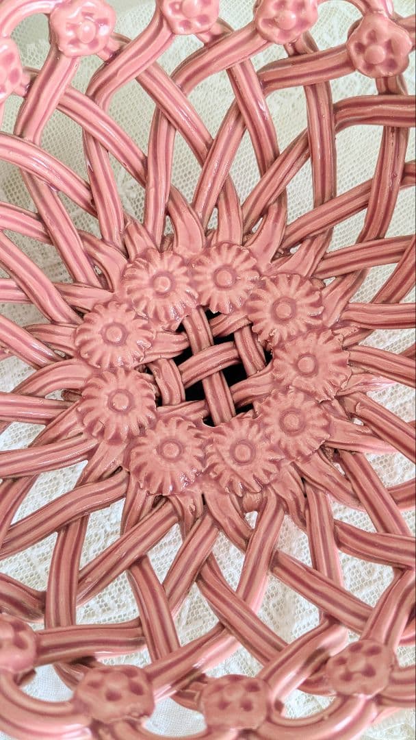 フランス ピジョン窯 パニエ コンポティエ ピンク色