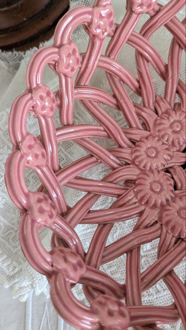 フランス ピジョン窯 パニエ コンポティエ ピンク色