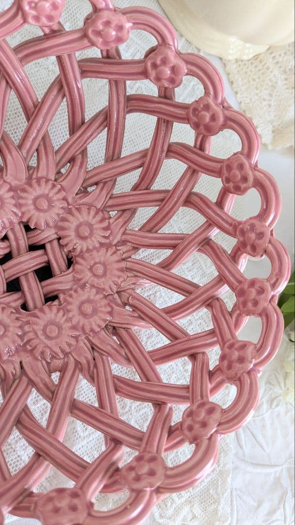 フランス ピジョン窯 パニエ コンポティエ ピンク色