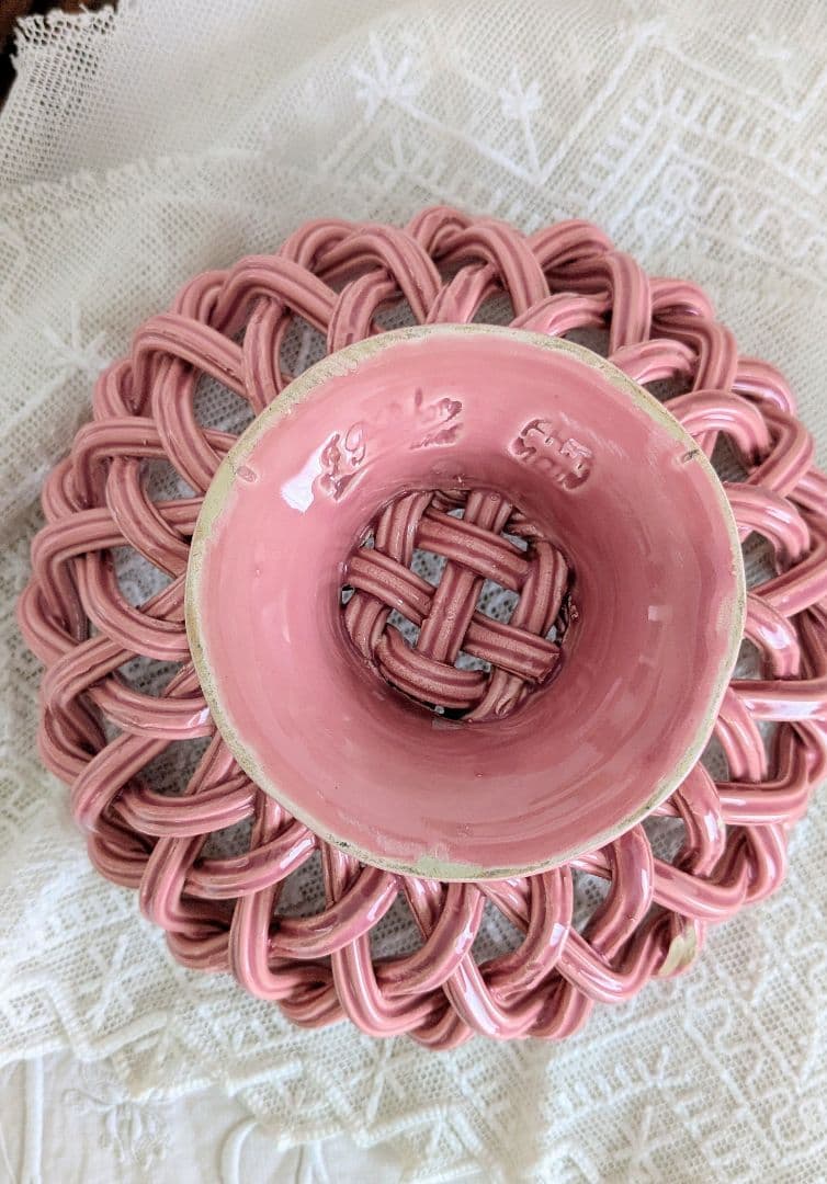 フランス ピジョン窯 パニエ コンポティエ ピンク色