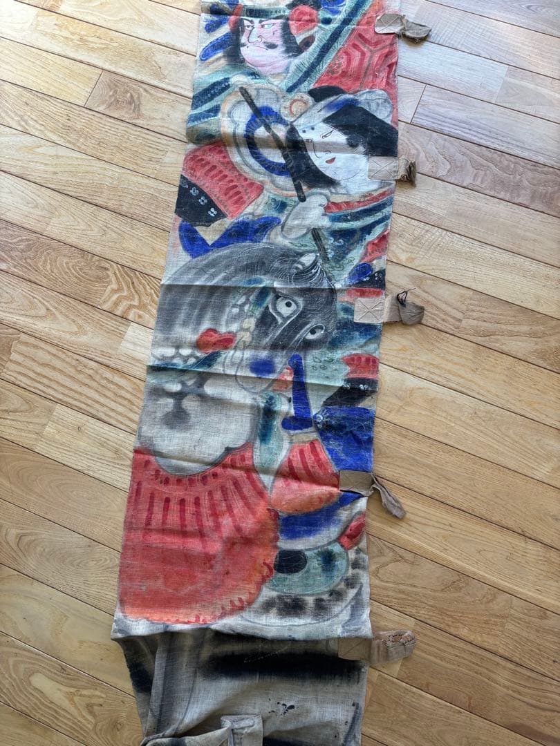 古布　絵幟　木綿　武者絵　幟旗