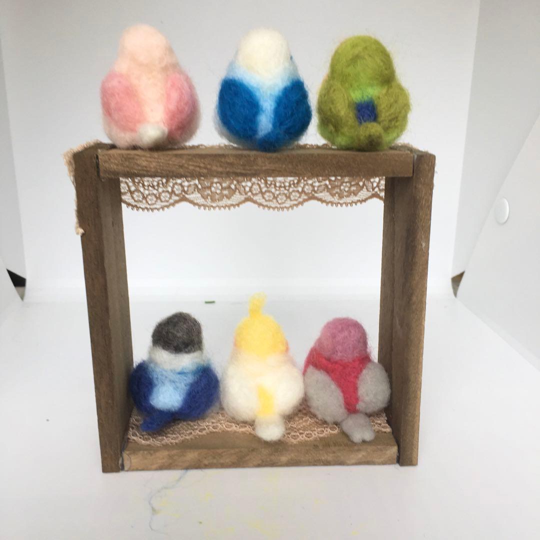 羊毛フェルト☆インコ達の飾り棚☆6羽