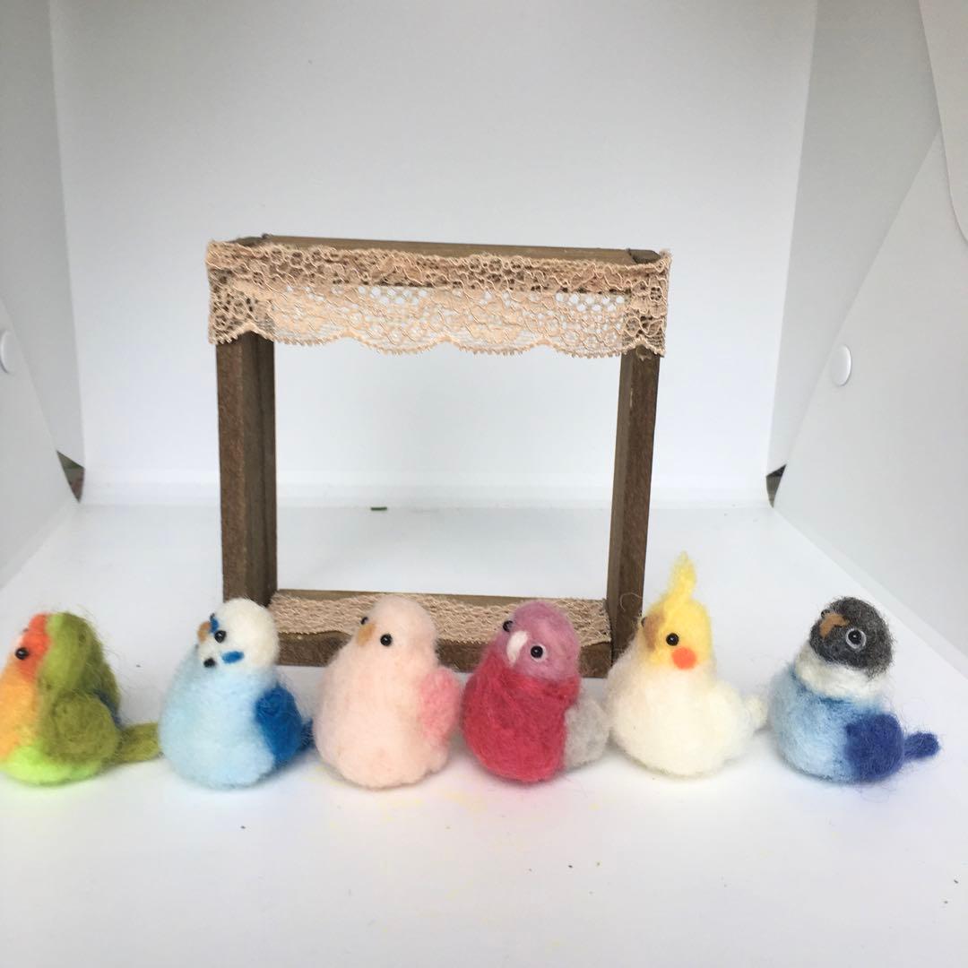羊毛フェルト☆インコ達の飾り棚☆6羽