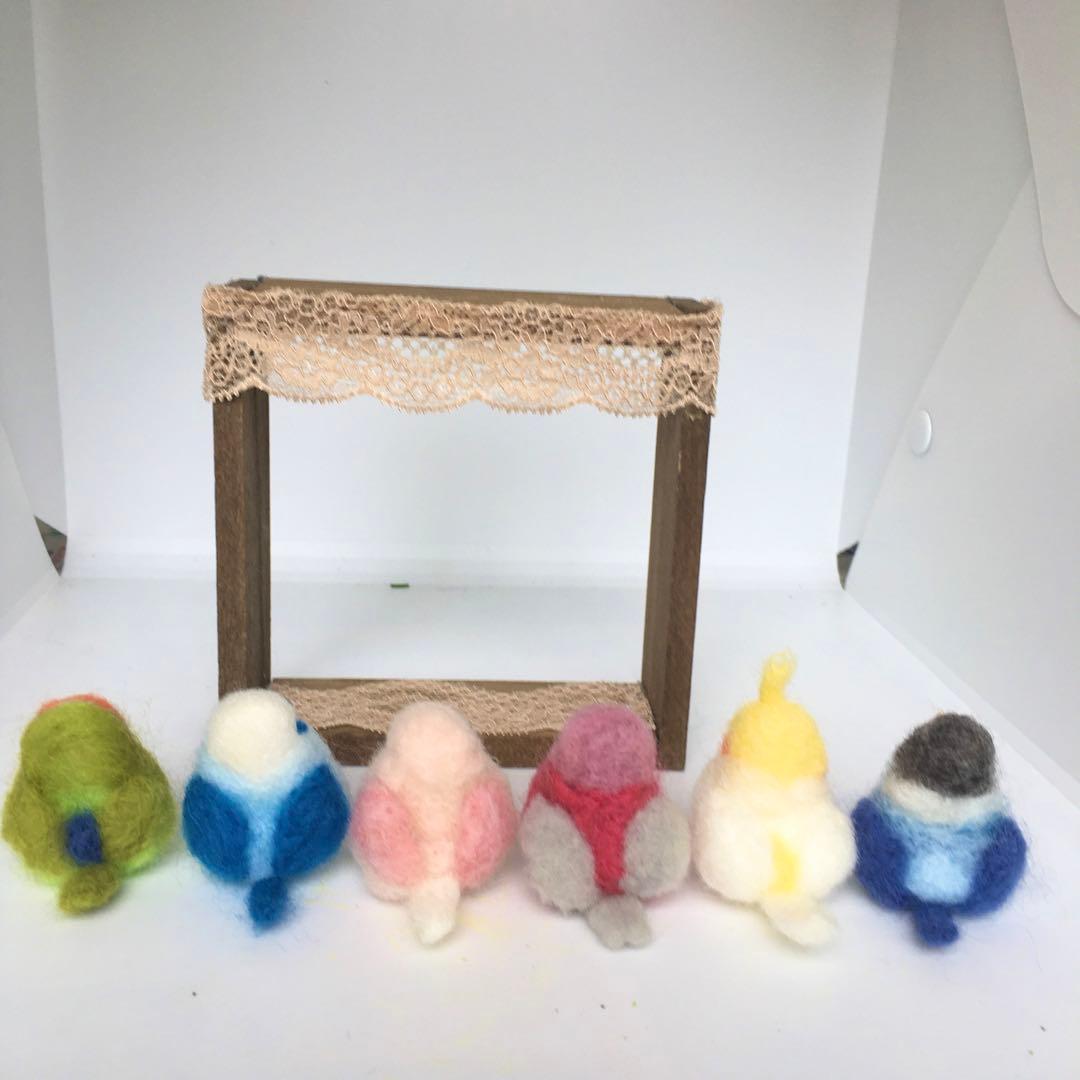 羊毛フェルト☆インコ達の飾り棚☆6羽