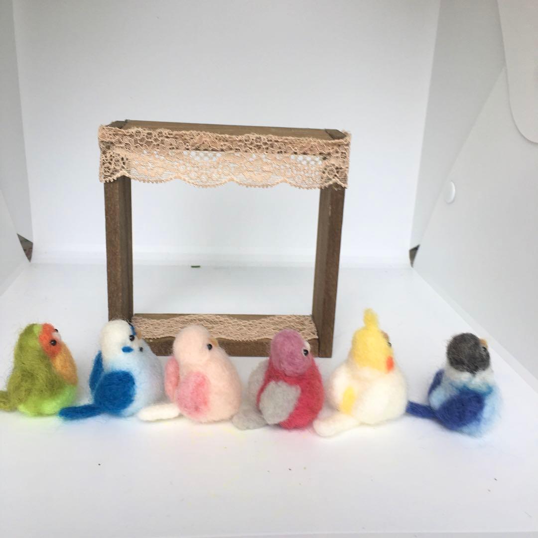 羊毛フェルト☆インコ達の飾り棚☆6羽