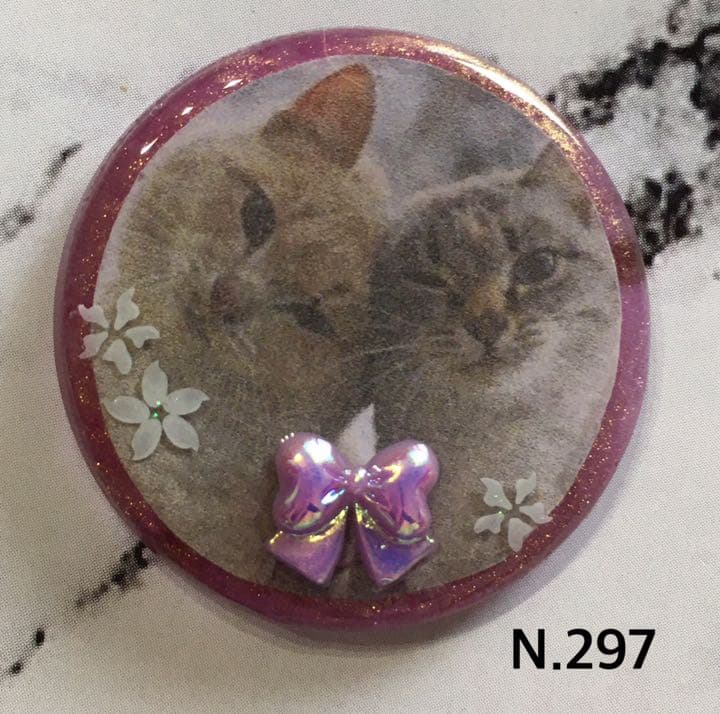 レジンヘアゴム♡仲良しリボン猫ちゃんパープル・再販不可