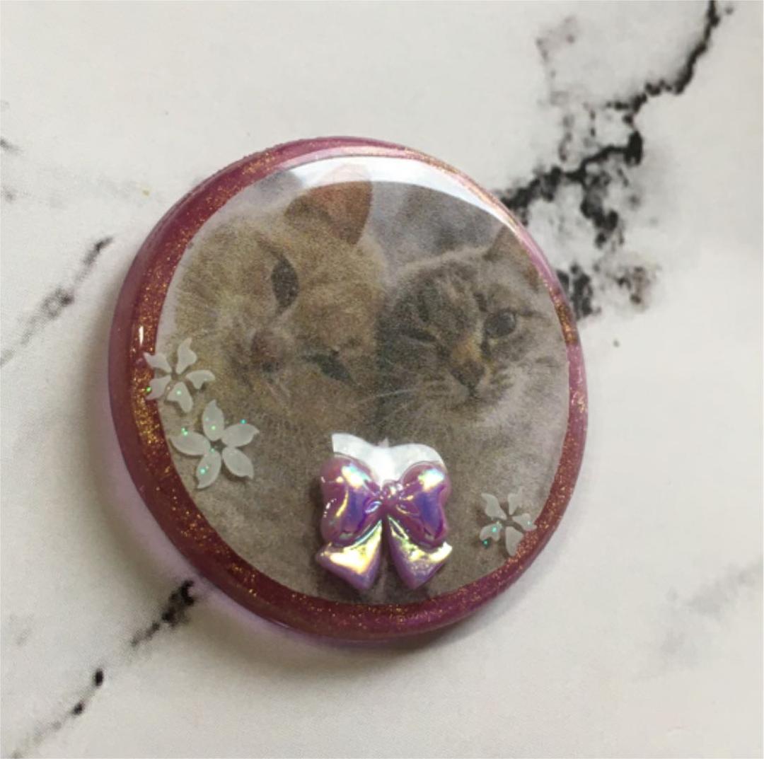 レジンヘアゴム♡仲良しリボン猫ちゃんパープル・再販不可