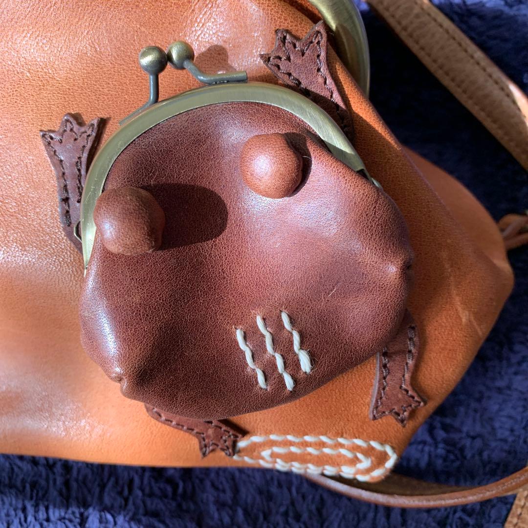 『お値下げ』カエルモチーフ レザーショルダー/ハンドバッグ