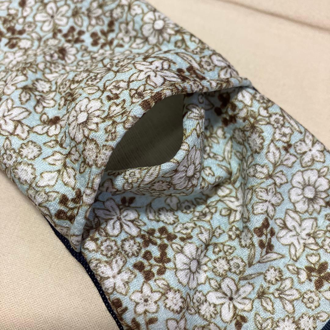 ネッククーラー　アイスノンカバー　接触冷感　抗菌　UVカット　デニム　花柄