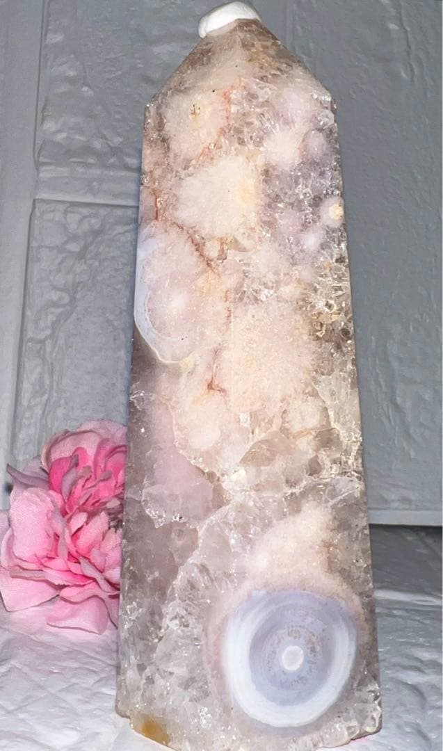 ④♥️フラワーアゲート♥️タワー♥️桜瑪瑙♥️花瑪瑙♥️チェリーブロッサム♥️天然石♥️水晶