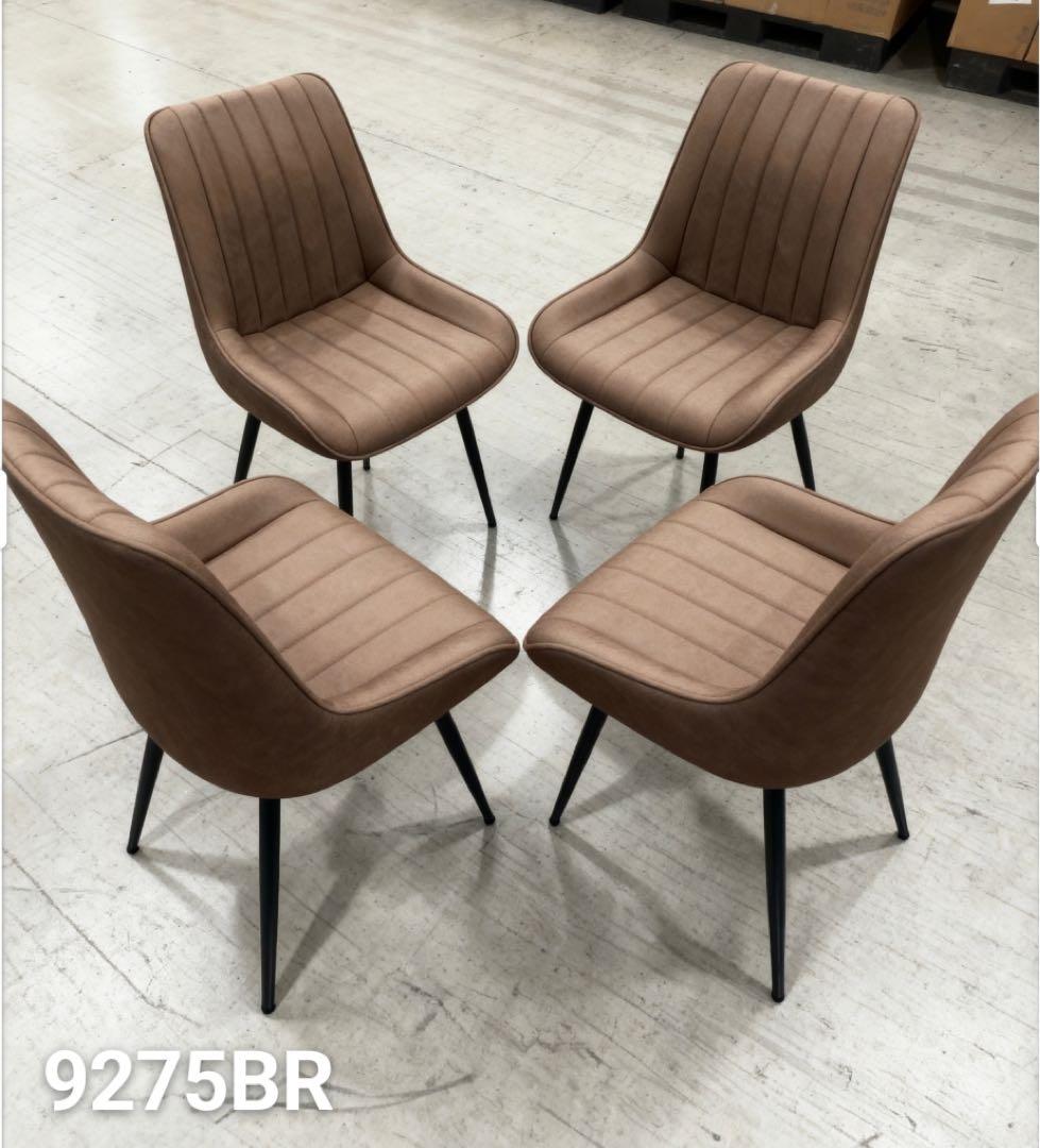 新品ダイニングチェア　反毛皮　疲れにくい おしゃれ 北欧風ブラウン4脚セット