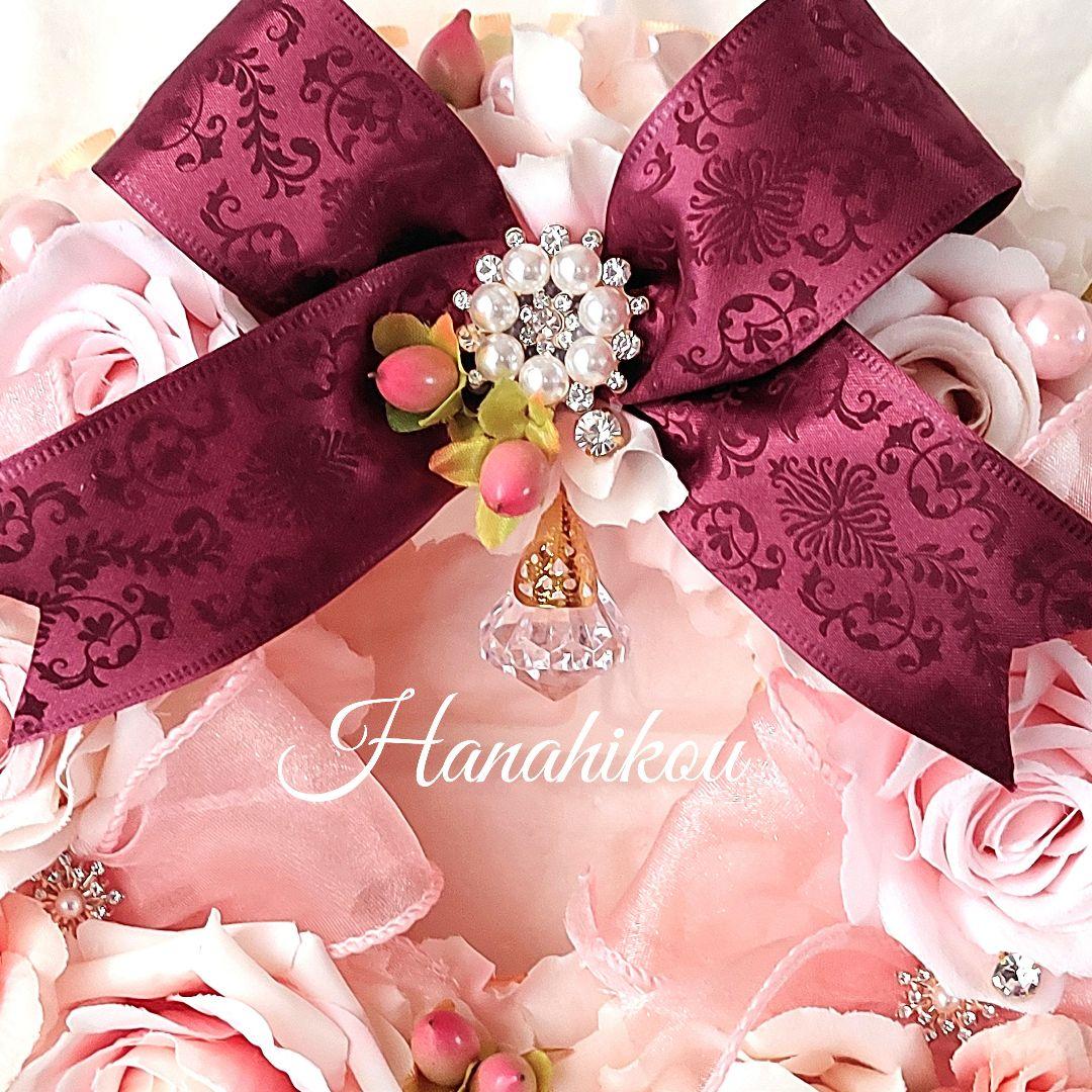 ☆koro☆バラとヒペリカムのふんわりスウィートリース♪ピーチピンクカラー