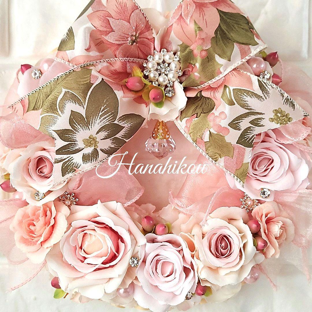 ☆koro☆バラとヒペリカムのふんわりスウィートリース♪ピーチピンクカラー