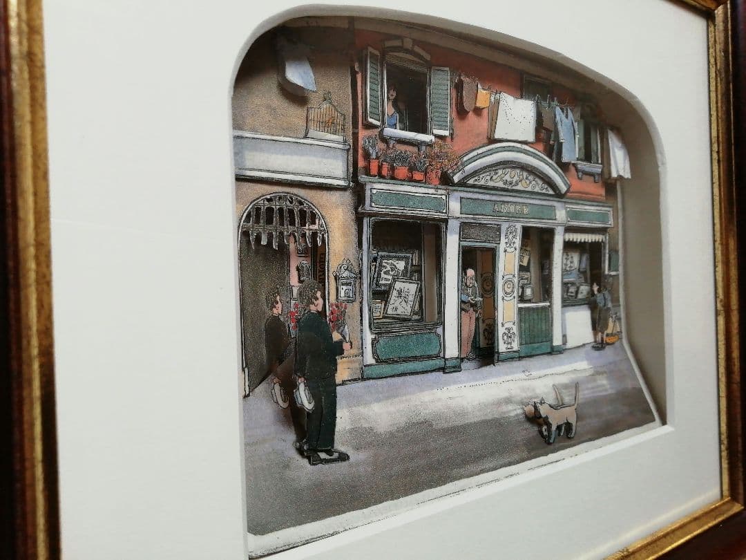 シャドーボックス　グラハムクラーク　骨董屋　額入り完成品