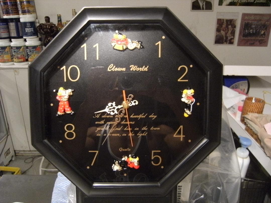 稼働品★昭和レトロ★80年代★日本製 ピエロ サーカス  振り子時計 壁掛け時計