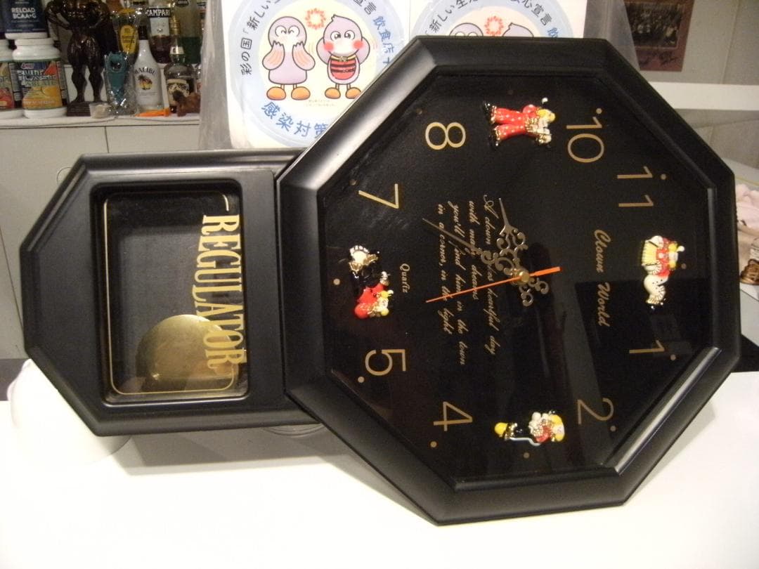 稼働品★昭和レトロ★80年代★日本製 ピエロ サーカス  振り子時計 壁掛け時計