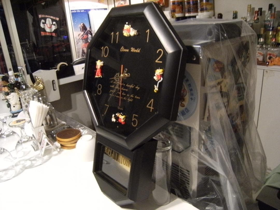 稼働品★昭和レトロ★80年代★日本製 ピエロ サーカス  振り子時計 壁掛け時計