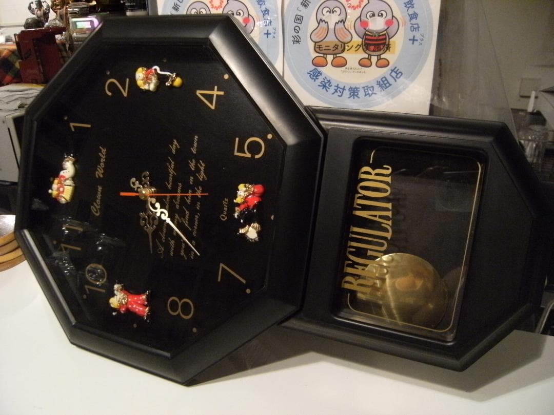 稼働品★昭和レトロ★80年代★日本製 ピエロ サーカス  振り子時計 壁掛け時計