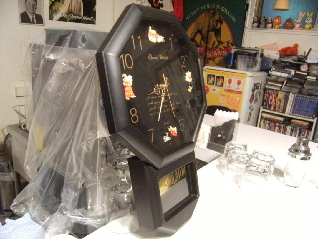 稼働品★昭和レトロ★80年代★日本製 ピエロ サーカス  振り子時計 壁掛け時計