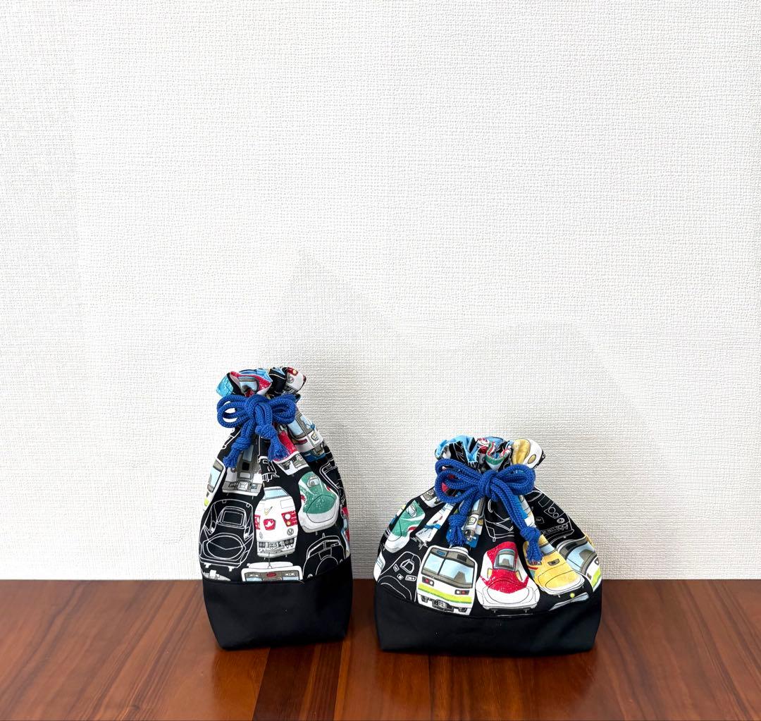 電車顔柄×新幹線　ハンドメイド　レッスンバッグ　入園入学準備　小鉄　男の子　5点