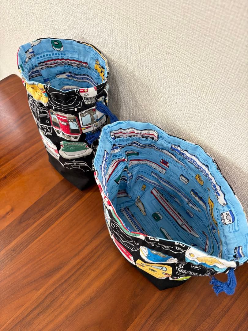 電車顔柄×新幹線　ハンドメイド　レッスンバッグ　入園入学準備　小鉄　男の子　5点