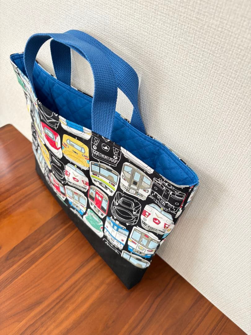 電車顔柄×新幹線　ハンドメイド　レッスンバッグ　入園入学準備　小鉄　男の子　5点