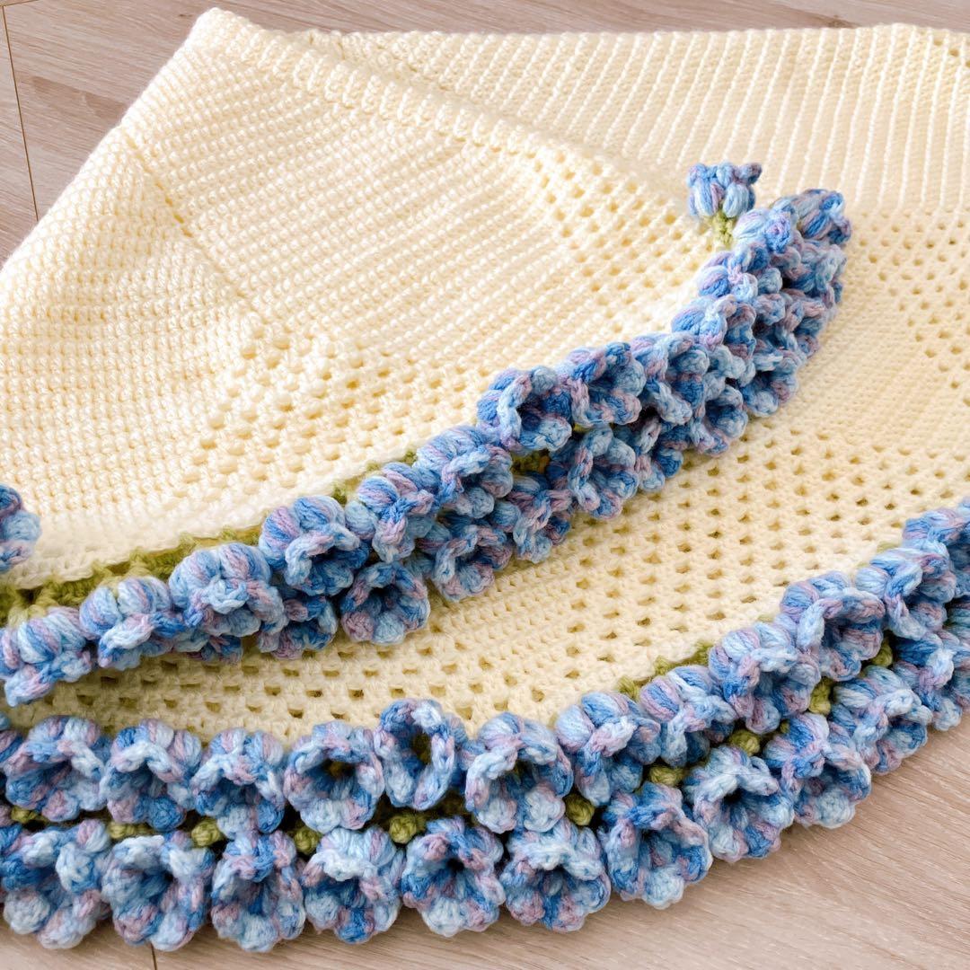 花束ブランケット　フラワーブランケット　すずらん　ハンドメイド