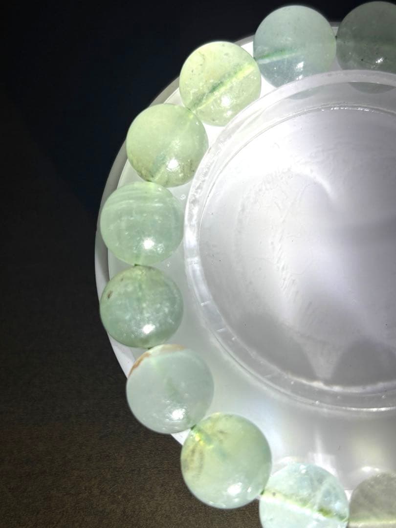 天然石　グリーンアクアマリンブレス12.5㎜（新品未使用）淡いグリーン　高品質