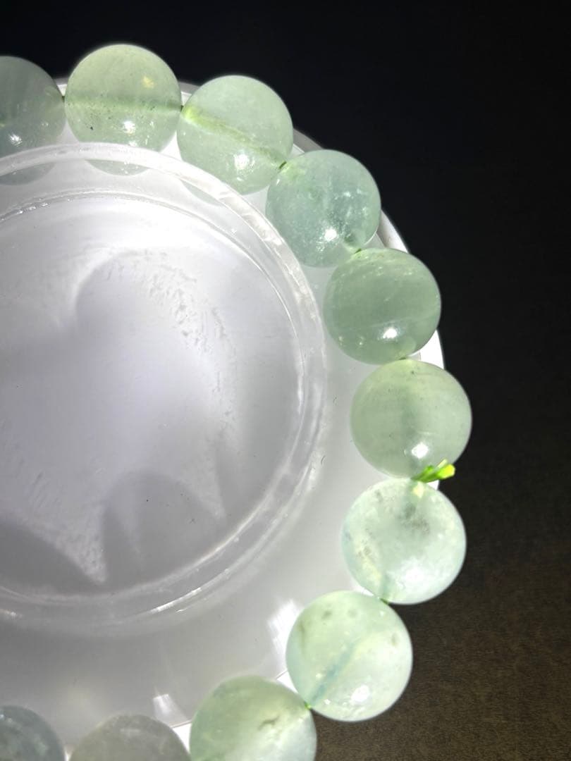 天然石　グリーンアクアマリンブレス12.5㎜（新品未使用）淡いグリーン　高品質