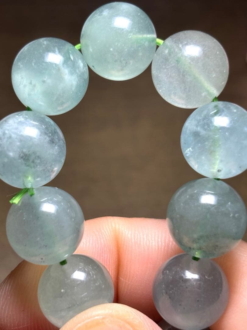 天然石　グリーンアクアマリンブレス12.5㎜（新品未使用）淡いグリーン　高品質