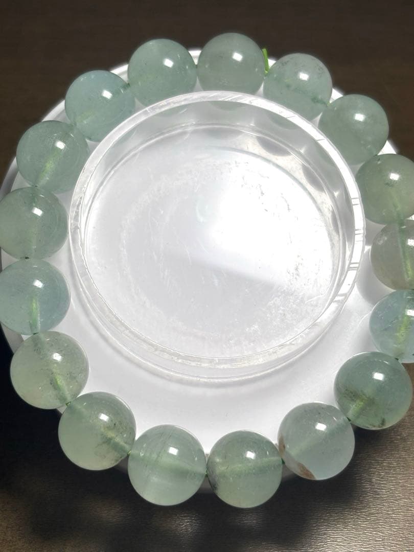 天然石　グリーンアクアマリンブレス12.5㎜（新品未使用）淡いグリーン　高品質