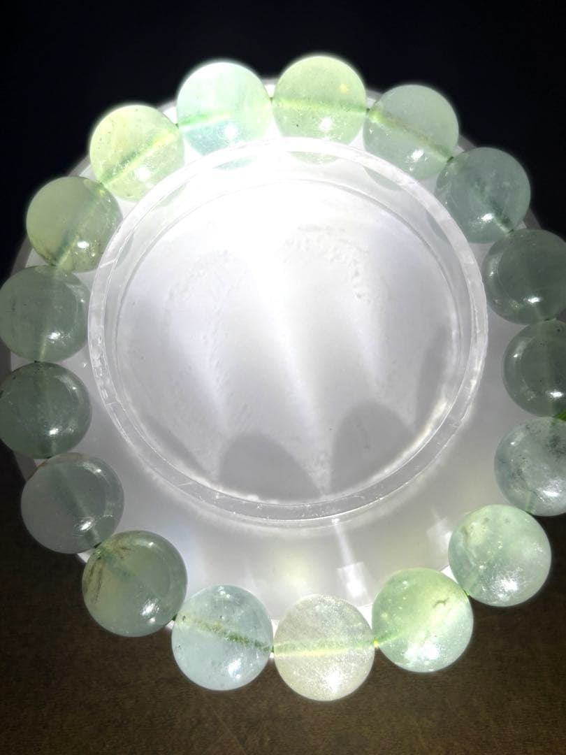 天然石　グリーンアクアマリンブレス12.5㎜（新品未使用）淡いグリーン　高品質